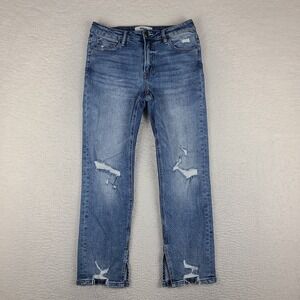 MICA Los Angeles Jeans Womens 28 Blue High Rise Distress Straight Denim MDP-T248